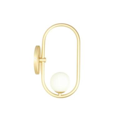 Imagem de Candeeiro de parede oval – esfera de vidro de 8 cm com casquilho G9. Iluminação decorativa adequada para quartos, salas de estar ou corredores, combinando charme com praticidade (Dourado)