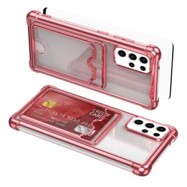 Imagem de Asuwish Capa de celular para Samsung Galaxy S23 Ultra 5G com protetor de tela de vidro temperado e suporte de cartão rígido à prova de choque acessórios S23Ultra 23S S 23 23Ultra 17.3 cm feminino