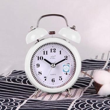 Imagem de Relogio De Mesa Despertador Retro Vintage Metal Com Luz noturna(Branco)