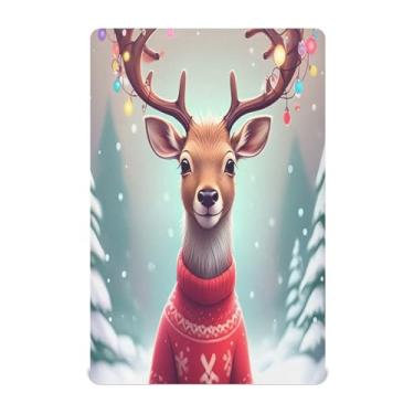 Imagem de Qilmy Lençóis de berço alegre de Natal de rena, macio, respirável e elástico, lençol com elástico para meninos e meninas, lençol com elástico para meninos e meninas, 132 x 71 cm, capa de colchão