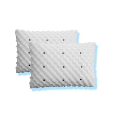 Imagem de Kit Travesseiro Magnético Ortopédico com Infravermelho e Espuma Massageadora para Conforto e Relaxamento - Terapêutico Anti-Ronco (FRONHA DE CETIM (ANTI FRIZZ),2 UNIDADES)