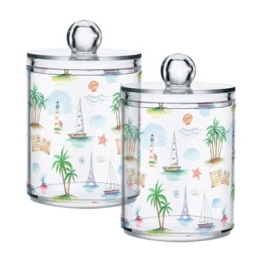 Imagem de Qilmy Suporte Qtip de 400 ml, frasco de armazenamento de boticário de plástico transparente com tampa, dispensador de recipiente de banheiro para bola de algodão, cotonete, fio dental, pacote com 2