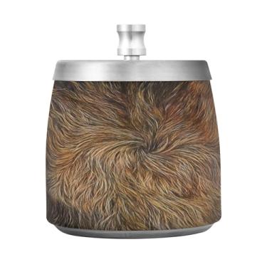 Imagem de Qilmy Cinzeiro Scottish Highland Cattle Eyes de aço inoxidável com tampa - Cinzeiro de cigarro à prova de vento sem cheiro sem fumaça para casa, escritório, carro, pátio, varanda (uso interno e