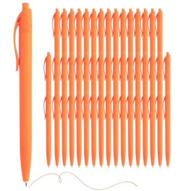 Imagem de Wiaziert Canetas a granel, pacote com 50 canetas esferográficas retráteis, ponta média, tinta laranja de 1,00 mm, canetas de escrita suave para escritório, restauração e escola 【Tinta laranja】