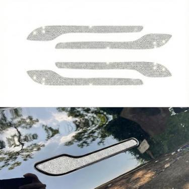 Imagem de UVONOKAY Protetores de maçaneta de porta de strass Bling Bling para Tesla Model 3 e Model Y