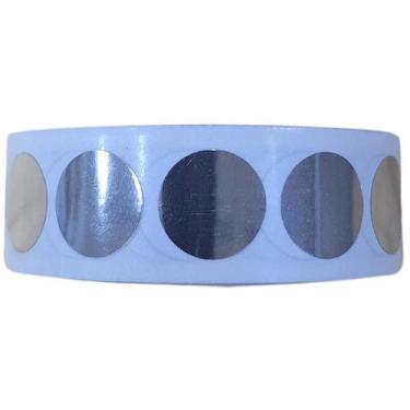 Imagem de 2 Etiqueta Bolinha Prata 1,50 cm 15mm Rolo 1000 Un P/ Presente Envelop