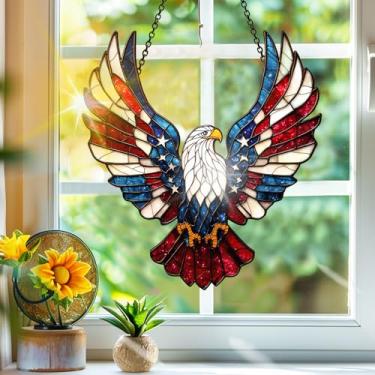 Imagem de Acrílico colorido, apanhador de sol, bandeira nacional, decoração de janela de águia, arte de parede de arco-íris, para varanda, interior e exterior, jardim, enfeites de Natal, decoração 19 x 19 cm CH