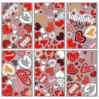 Imagem de 162 peças de decorações de dia dos namorados, 6 folhas de adesivos de janela dos namorados, adesivos adesivos adesivos de coração dupla face para decoração de casa de férias, suprimentos de decoração