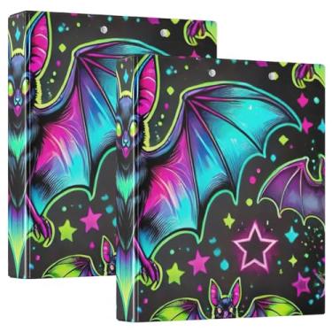 Imagem de Pasta de arquivo Neon Bat Galaxy fichário redondo com 3 anéis para escola e escritório, 1 pacote