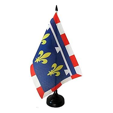Imagem de Bandeira de mesa central AZ de 12,7 cm x 20,32 cm - Bandeira de mesa da região francesa 21 cm x 14 cm - Bastão de plástico preto e base