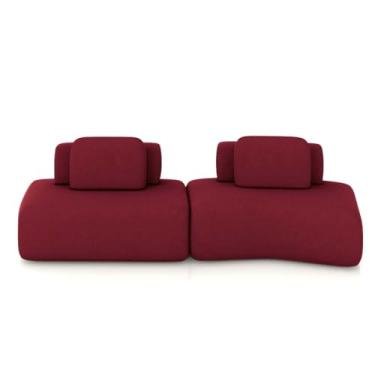 Imagem de Sofá Ilha Sala de Estar Dakota 2 Módulos 316cm Encostos Almofadas Soltas Veludo Bordô G33 - Gran Belo
