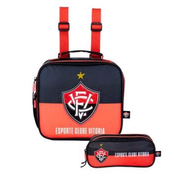 Imagem de Kit Escolar Time Vitória Lancheira Térmica + Estojo Duplo - Xeryus