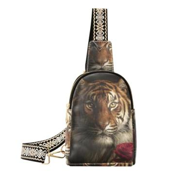 Imagem de CEBUGI Bolsa tiracolo feminina Animal Rose pequena bolsa tiracolo de couro para trilhas, viagens ao ar livre