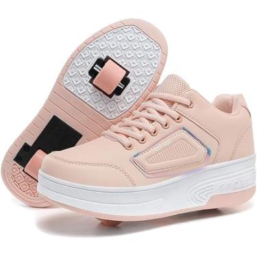 Imagem de HOVERKICKES Tênis infantil de patins com rodas para meninos e meninas e crianças, Rosa-999, 13 Little Kid