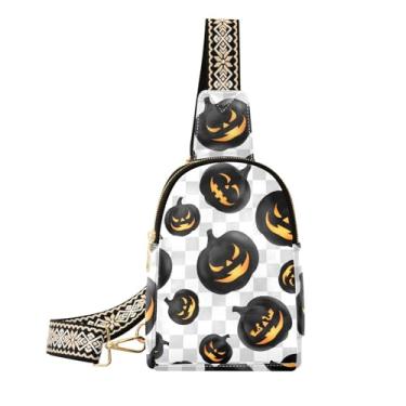Imagem de CEBUGI Black Pumpkins pequena bolsa tiracolo feminina de couro, pochete transversal para trilhas, viagens ao ar livre