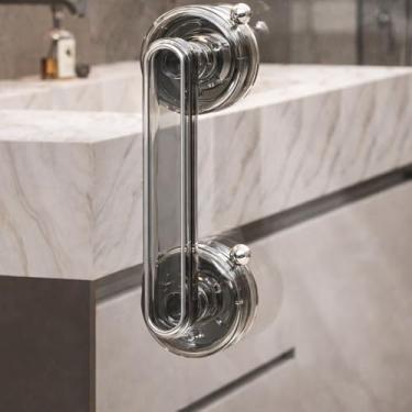 Imagem de Puxador de porta de ventosa sem perfuração, portas de vidro deslizantes, puxador de porta de chuveiro de banheiro para janelas de armários e maçanetas de gaveta de geladeiras cinza transparente 1