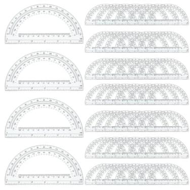 Imagem de CertBuy Pacote com 48 réguas transferidoras de plástico transparentes de 15 cm de matemática 180 graus para desenho de geometria