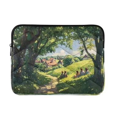 Imagem de Bolsa feminina para laptop Landscape Green, capa protetora média à prova de choque para transporte de computador, bolsas de professores de 33 a 13,3 polegadas