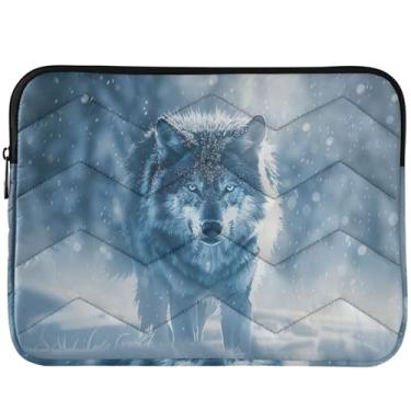 Imagem de Capa para notebook com estampa de animais de neve e lobo fofa, capas e capas universais para laptop de 13 a 14 polegadas