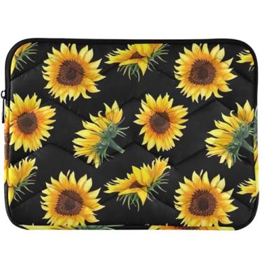 Imagem de Capa protetora para notebook com estampa de girassóis com desenho fofo para laptop universal de 13 polegadas