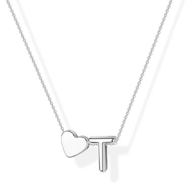 Imagem de Inerney Presentes de Natal em ouro para mulheres, colar com inicial de coração, banhado a ouro 14 K, colar com pingente de letra A-Z, delicado e minúsculo coração monograma, colar com nome