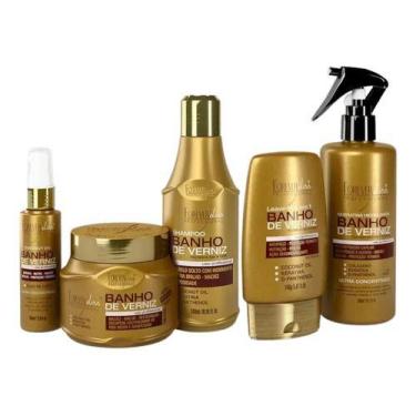 Imagem de Kit 1 Banho de Verniz Forever Liss (Sérum + Máscara + Shampoo + Leave-