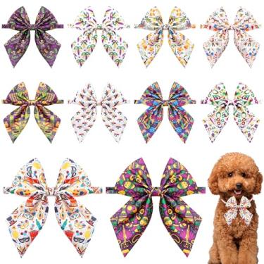 Imagem de PET SHOW Pacote com 10 gravatas borboleta para cães pequenos carnaval para cães de carnaval médio, meninos, meninas, gatos, acessórios de pescoço com laço para filhotes, festas de fim de ano