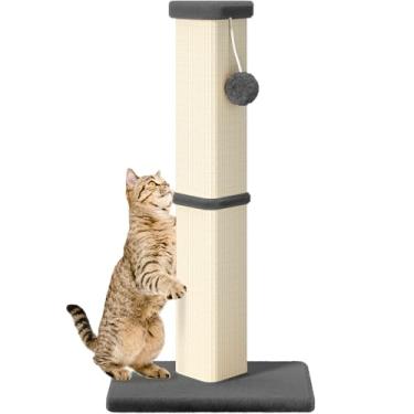 Imagem de Poste arranhador para gatos, 81 cm de altura para ambientes internos com hastes de 12 cm de diâmetro e arranhador para gatos médios e grandes