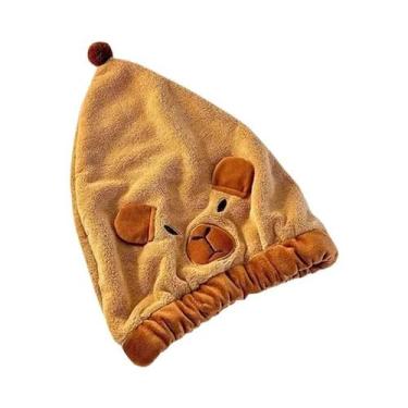 Imagem de Touca De Secagem De Cabelo De Pelúcia Kawaii De Capivara Para Mulheres