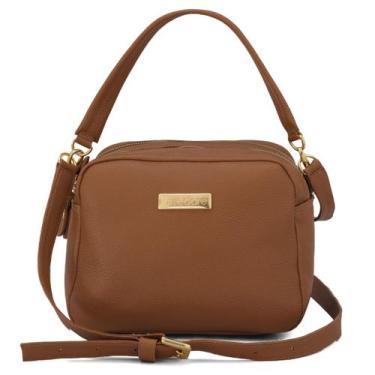 Imagem de Bolsa Feminina de Mão com Alça Transversal Caramelo Couro DIfranca - 8