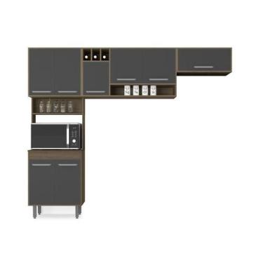 Imagem de Cozinha Compacta 8 portas Barcelona Carvalho/Graffite - Poliman - Poli