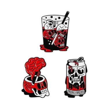 Imagem de Broches De Esmalte Com Tema De Caveira Gótica, Tipo Pirulito, Com Tema