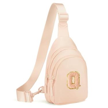 Imagem de Viverte Pequena bolsa tiracolo com inicial para meninas e mulheres – Linda pochete transversal para presente, Rosa coral