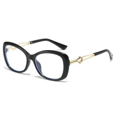 Imagem de Óculos retrô com estampa de leopardo e armação recortada, unissex (preto)