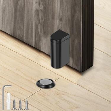 Imagem de MABCIRY Batentes de porta magnéticos, suporte magnético de liga de zinco, trava magnética para manter a porta aberta, batentes de porta de estabilidade de sucção com sucção de solo e parafusos