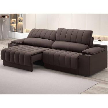 Imagem de Sofá com Porta Copos Carregador USB Ret Rec Murano 2,00m Velosuede - NETSOFAS