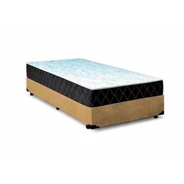 Imagem de Cama Box Solteiro 88 Suede Bege Com Colchão Espuma D33 Marrocos 30cm
