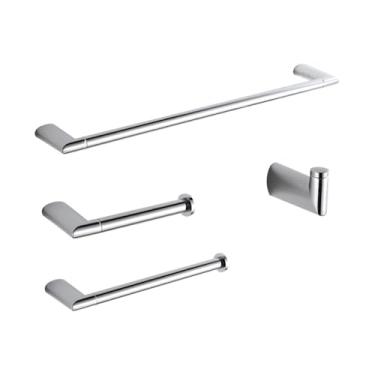Imagem de Kit Elegância para Banheiro Cromado: Toalheiro, Cabideiro, Papeleira e Porta Toalha 4 Acessórios