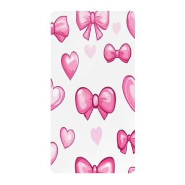 Imagem de Blueangle Lençol de berço padrão para berço infantil - Lençóis de algodão macio e respirável com laço rosa (240)