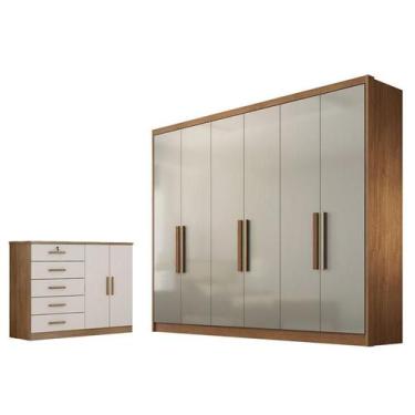 Imagem de Guarda Roupa Casal Linea e Cômoda Seul Cumaru 25 Fendi - Novo Horizont