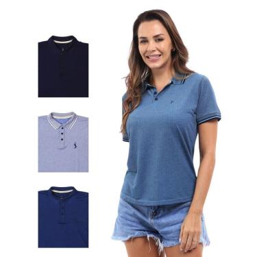 Imagem de Camisa Polo Feminina Manga Curta Piquet Dia a Dia Kit 4