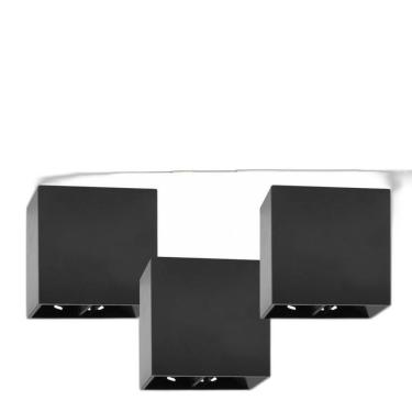 Imagem de 3 Luminárias Balizadores Arandelas Quadrada Pretas 4W Branco