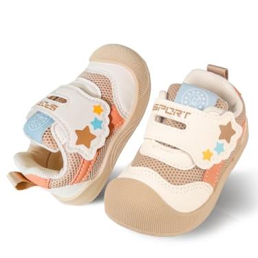Imagem de Sapatos de primeira caminhada para bebês de 1 a 4 anos para crianças de 1 a 4 anos, sola macia, antiderrapante, malha de algodão, respirável, leve, material TPR sem cadarço, tênis para uso ao ar livre