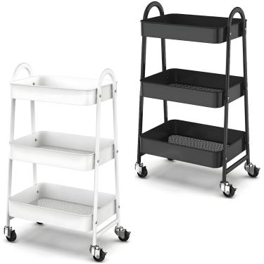 Imagem de Prateleira de Metal Multiuso 3 Andares com Rodinhas - Organização e Praticidade