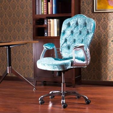 Imagem de Cadeira de mesa ergonômica, cadeira de escritório de altura ajustável com rodas, cadeira giratória com apoios de braços, ideal para escritório em casa ou penteadeira, adequada para mulheres e adultos