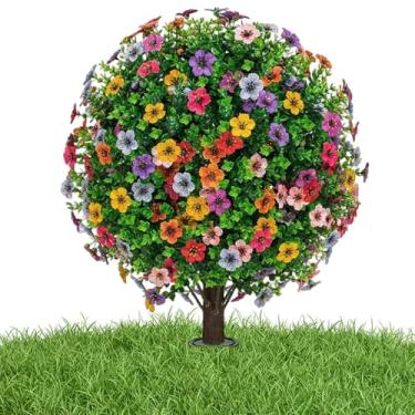 Imagem de Plantas artificiais de buxo ao ar livre – arbustos resistentes ao clima, topiária, arbustos artificiais ao ar livre – para quintal, pátio, , gramado, calçada, decoração de casa, escritório