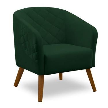 Imagem de Poltrona Denver Veludo Pés Trapézio Castanho - D'Rossi - DRossi, Verde
