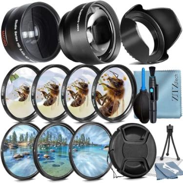 Imagem de ZeeTech Pacote de acessórios de 49 mm para Canon EOS: R50, R100, M5, M6 Mark II, M6, R10, R7 + grande angular + lente teleobjetiva + kit de filtro de lente close-up de 4 peças + mais (pacote com 19