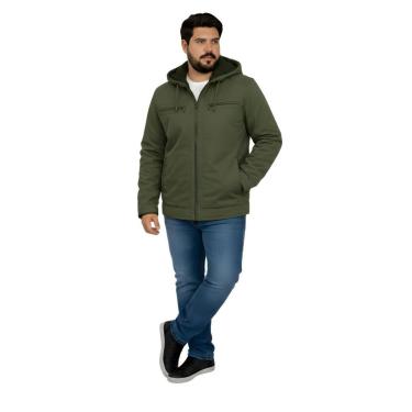 Imagem de Jaqueta Sarja Masculina Revestida Com Bolsos Plus Size-Masculino