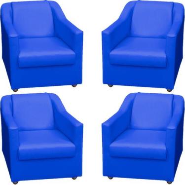 Imagem de Kit 4 Poltronas Decorativa Para Sala Recepção Manicure Barbearia Escri